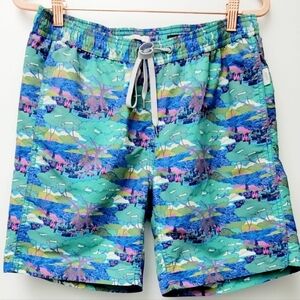 Onia Liberty Fabrics Swim Shorts Elstic Waist Pockets Mesh Inside UPF 50+ Size S